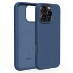 Etteri Silicone MagSafe Case for iPhone 16 Pro Max in deep slate blue, soft-touch finish, precise camera protection.