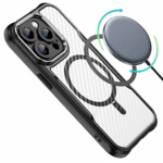 Defender Carbon Mag case for iPhone 16 Pro Max, black carbon fiber hybrid, MagSafe compatible, slim protective design
