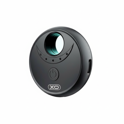 XO CRP02 black hidden camera detector, compact design with LED indicators and Type-C charging port