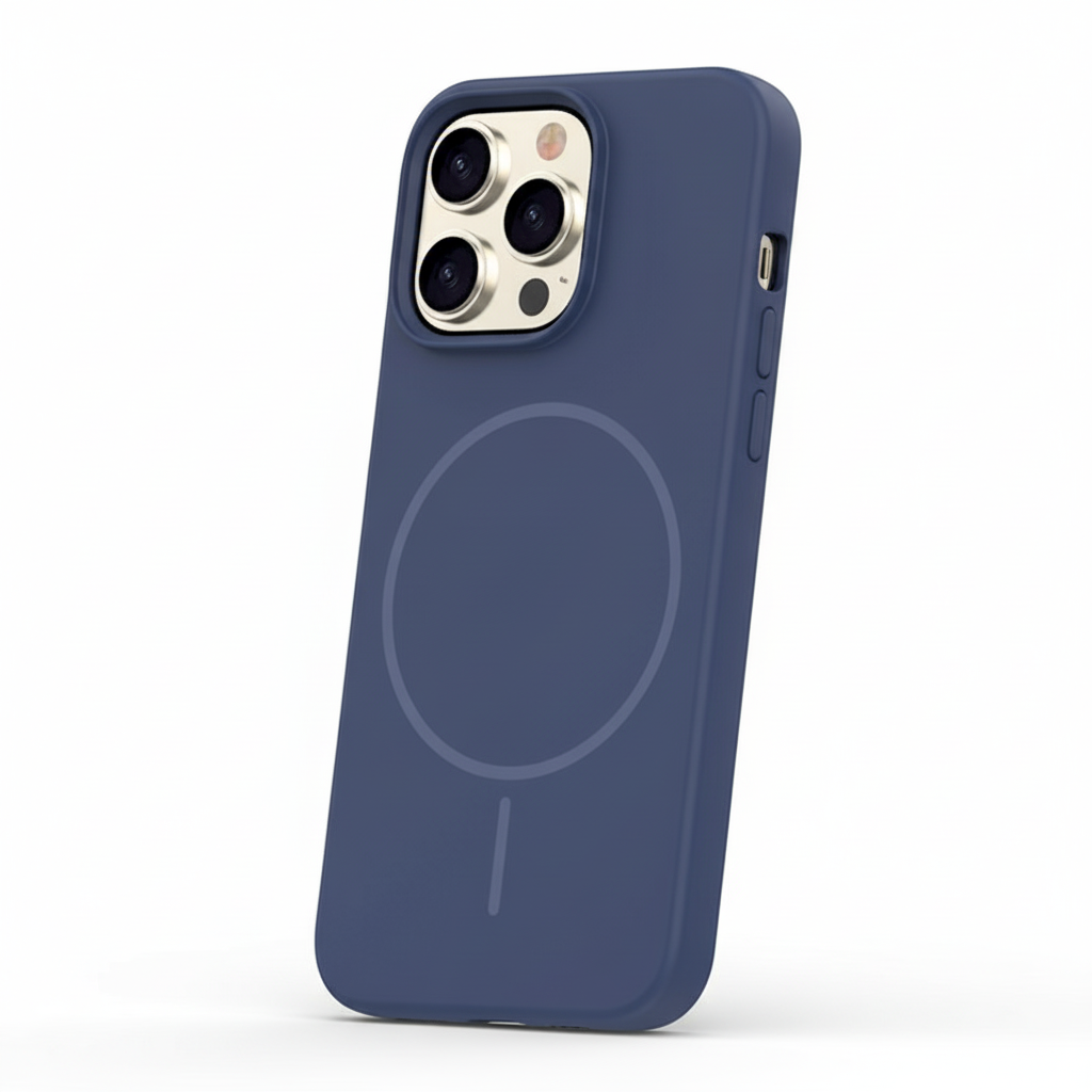CkJez1.png iPhone 16 Pro Max dark blue liquid silicone MagSafe case, slim design, soft-touch finish, camera protection