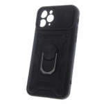 Rugged black Defender Slide Case for Samsung Galaxy A33 5G with sliding camera cover and magnetic ring stand