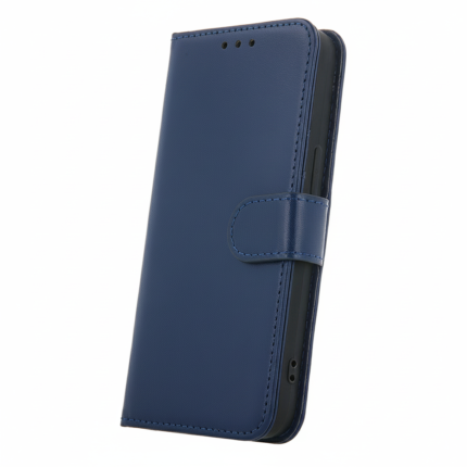 Honor 400 navy blue faux leather folio case with magnetic closure, card slots, and hands-free kickstand