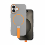 Slate gray Loop Thin MagSafe case for iPhone 15 Pro 6.1 inch with orange strap and camera bezel