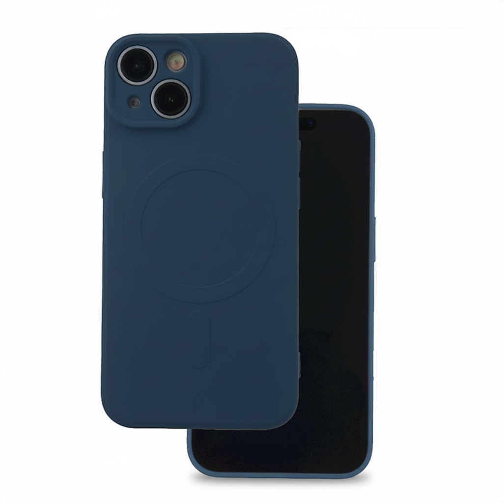 anYHQv.png Navy Blue MagSafe silicone case for Xiaomi Redmi 15C 4G/5G EU with soft microfiber lining and raised edges