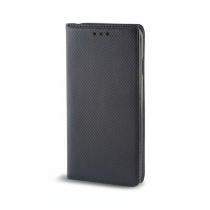 Black Smart Magnet Wallet Case for Samsung Galaxy A34 5G with textured folio design, card slot, and kickstand