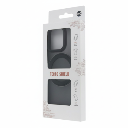 TECTO SHIELD MagSafe Satin Matte Case for iPhone 16 Pro Max in frosted black with smoked dark gray finish