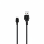 XO NB103 USB-A to USB-C cable, 2.0m length, black silicone, durable charging and data sync cable