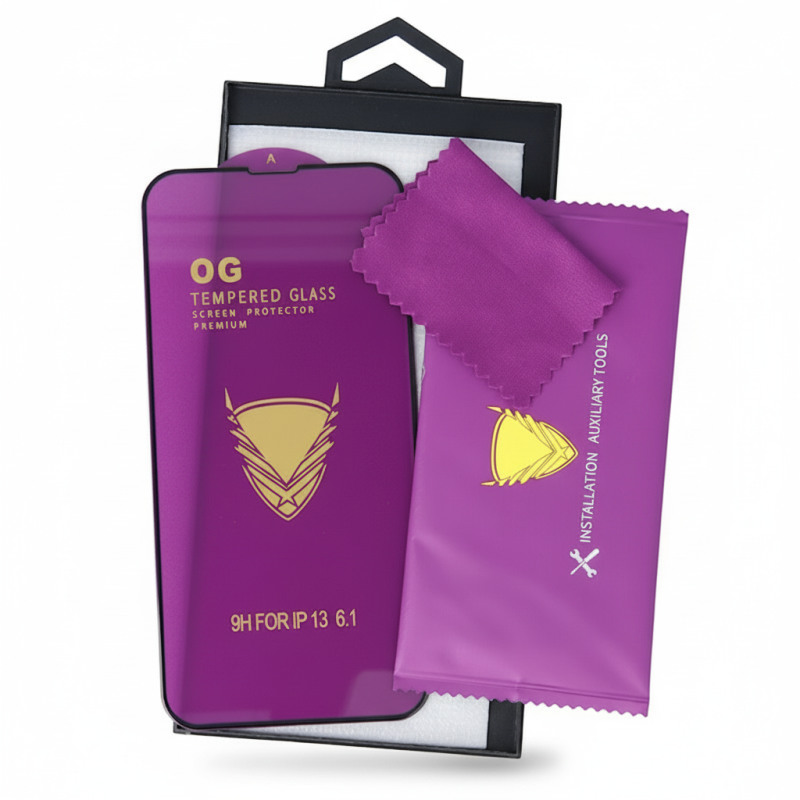 OG Premium Tempered Glass for Realme C75 with black frame, 9H full coverage, shown installed