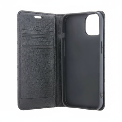 Samsung Galaxy A56 5G Smart Caro black folio wallet case with quilted checkered pattern and card slots