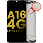 Refurbished OLED assembly with frame for Samsung Galaxy A16 4G A165, showing waterdrop notch and full color options