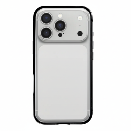 Rixus Crash Guard Case for Apple iPhone 17 Pro in silver with hybrid metallic bumper and semi-transparent back