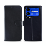 Rixus black leather bookcase for Xiaomi 17 Pro Max, flip wallet cover with external display window and camera cutout