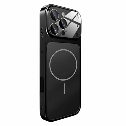 iPhone 13 Pro Max black glass matte case with MagSafe and full camera lens protection