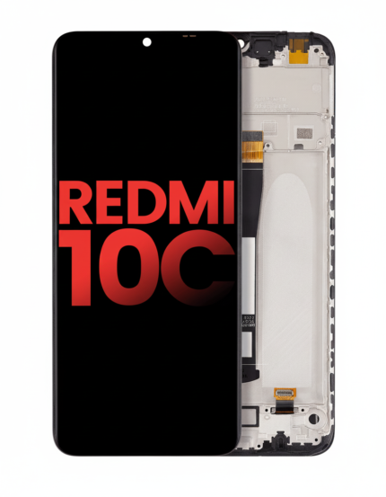 LCD Assembly with frame for Xiaomi Redmi 10C, aftermarket replacement, front display and pre-installed chassis