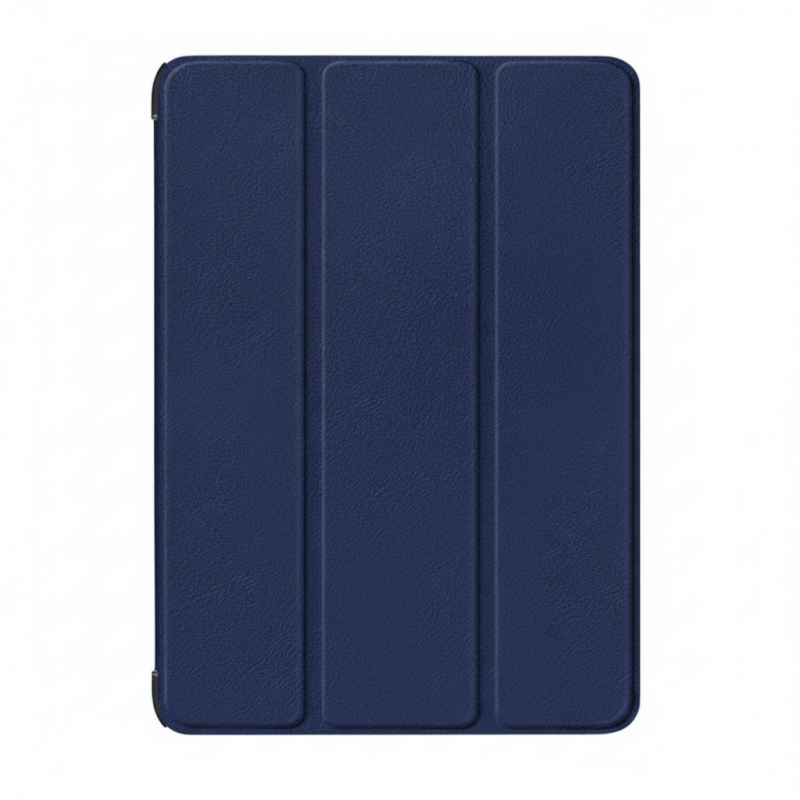 Navy blue leatherette smart case for iPad 10.9 inch and 11 inch, tri-fold cover, reinforced corners