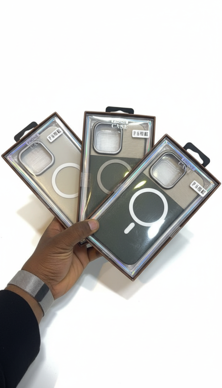 Blue MagSafe magnetic leather case for iPhone 16 Pro Max with camera ring and matte finish, multi-color options