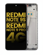 Refurbished LCD assembly with white frame for Xiaomi Redmi Note 9S and Note 9 Pro 4G, showing display and connectors