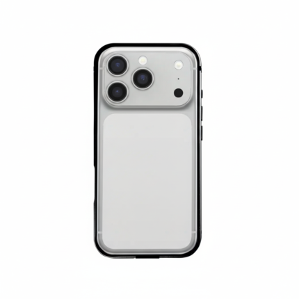 Rixus Crash Guard Case for iPhone 17 Pro Max in black with metallic bumper and reflective back panel
