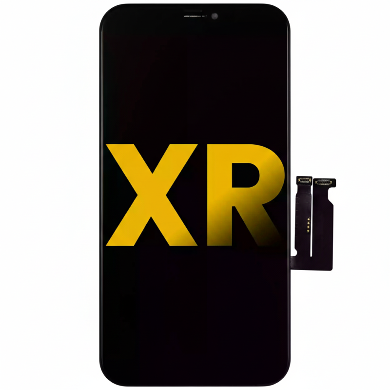 Refurbished iPhone XR LCD assembly with steel plate pre-installed, full replacement screen, compatible with Apple iPhone XR