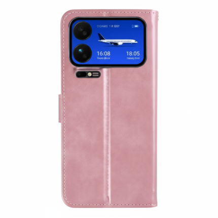 Rixus Pink PU Leather Bookcase for Xiaomi 17 Pro Max with Smart View window, card slots, and magnetic closure