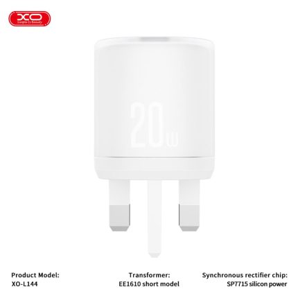 L144(UK) PD20W 1USB-A+1USB-C Fast Charger