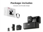 XO-MC15 Pro Wireless Lavalier Microphone System with dual clip-on mics, USB-C receiver, and charging case