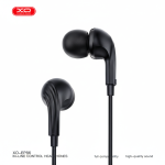 XO EP86 in-ear headphones in black with built-in microphone, ergonomic silicone ear tips, and 3.5mm gold-plated jack
