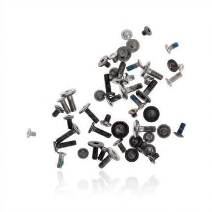 Universal laptop and PC screw kit with assorted black and silver steel screws, flat and wafer head, in organizer box