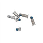 Silver Pentalobe P5 screws with blue threadlocker for MacBook Pro 13-inch lower case repair, 6-piece kit