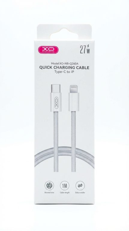 NB-Q260C 3m braided USB-C to Lightning cable for Apple, fast charging, 27W, durable design