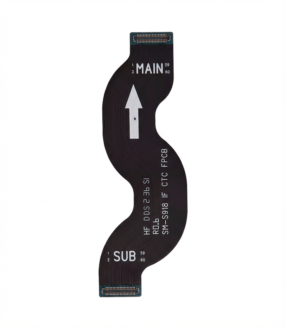 qoLLT5.jpg Main flex cable for Samsung Galaxy S23 Ultra 5G SM-S918, labeled MAIN and SUB, 60-pin FPCB