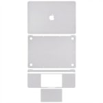 MacBook Pro 15-inch A1990 A1707 silver 4-in-1 skin set covering top, bottom, keyboard, and trackpad surfaces