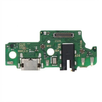 Samsung Galaxy A14 charging port sub-board with USB-C port, 3.5mm headphone jack, and microphone for 4G/5G models