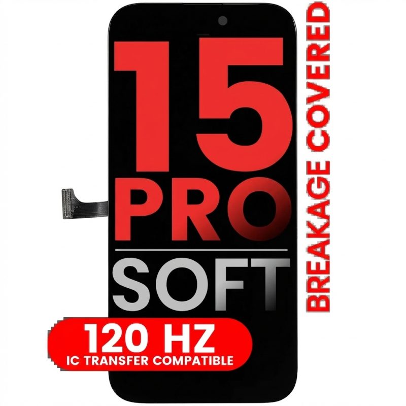 iPhone 15 Pro XO7 Soft OLED screen replacement assembly, 120Hz, IC compatible, premium display