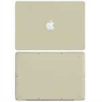 Matte cream full-body skin for MacBook 12" A1534 (2015-2017), showing top and bottom coverage and precise Apple logo cutout