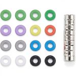 Universal cable identification and color-coding ring set, 25 pieces in assorted colors and numbered silver rings