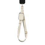 RIXUS adjustable crossbody phone strap in cream with detachable mini pouch and gold hardware shown flat