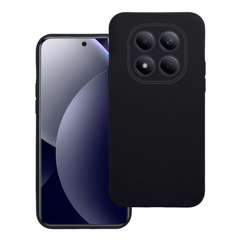6LpUd9.jpg Matte black silicone case on Xiaomi Redmi Note 15 Pro 5G, slim-fit with precise camera cutout