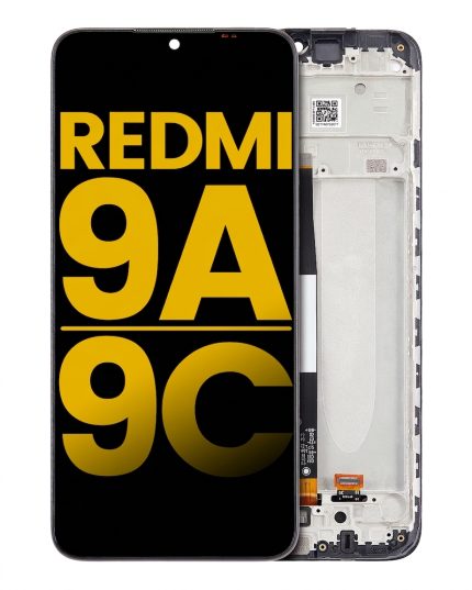 Refurbished LCD assembly with frame for Xiaomi Redmi 9C, 9A, POCO C31, 10A in all colors, high-quality replacement