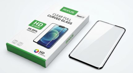 Rixus Clear HD Curved Tempered Glass Screen Protector on Xiaomi 17, ultra-clear, edge-to-edge fit