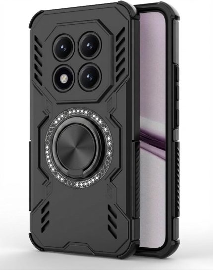 Defender Armor Mag Case in matte black on Xiaomi Redmi Note 15 Pro Plus 5G, rugged design, magnetic ring, kickstand