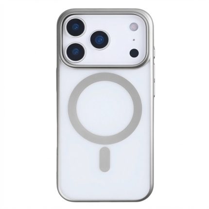 Rixus Instinct MagSafe Case for iPhone 17 Pro Max in Titanium Grey with frosted back and metallic camera bezel
