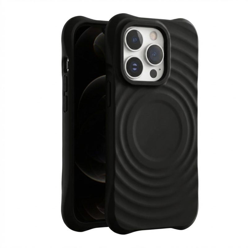 Ripple Series MagSafe case for iPhone 13 Pro in matte black with 3D ripple texture and slim, protective design