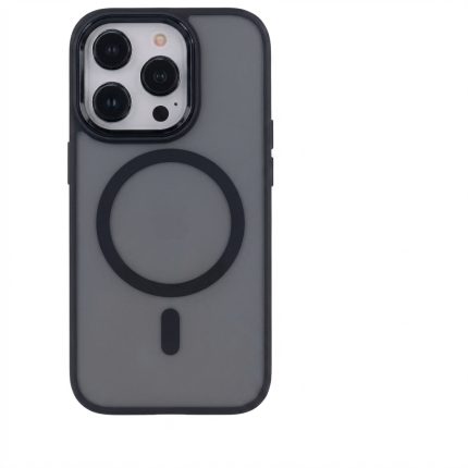 MagSafe frost matte protective case for iPhone 13 Pro in black, translucent smoke finish, slim and shockproof