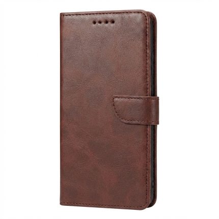 Samsung Galaxy A57 vintage brown PU leather flip wallet case with magnetic closure by Rixus