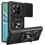 Defender Slide Armor Case in black for Xiaomi Redmi Note 15 Pro 5G, with slide camera cover and 360° kickstand