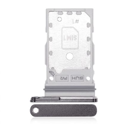 Samsung Galaxy S22 Ultra dual SIM card tray in Phantom Black, durable build with waterproof seal, includes ejector tool