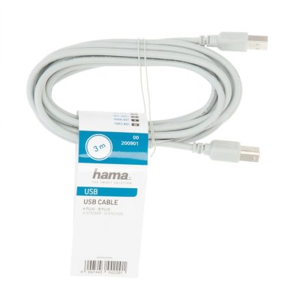 Hama USB 2.0 A to B cable, 3m grey, high-speed 10-pack, ideal for printers, scanners, office setups