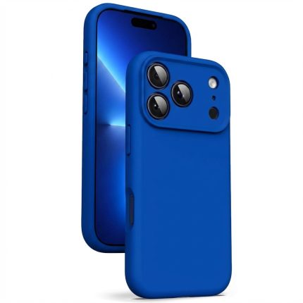 Blue Carbon case for iPhone 17 Pro Max 6.9-inch, slim silicone, raised camera guard, matte finish