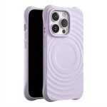 Lavender scalloped edge MagSafe case for iPhone 13 Pro, circular ripple pattern, raised camera protection